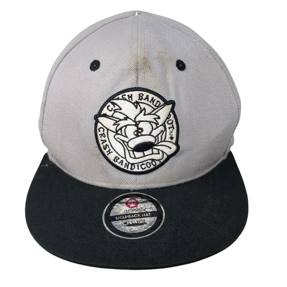 Crash Bandicoot Snapback Hat Gray One Size Adjustable Embroidered Num Skull